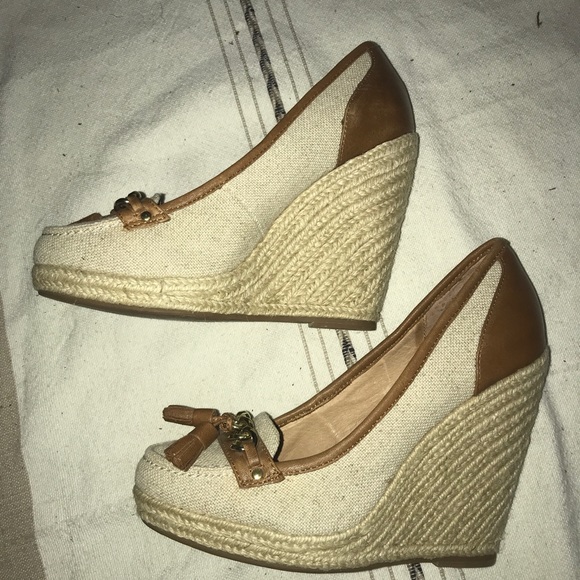 Aldo canvas leather wedge heels tassel det… - Picture 4 of 4